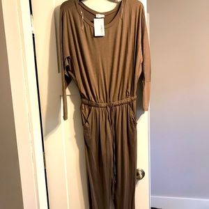 Pink Lilly mocha long sleeve jumpsuit